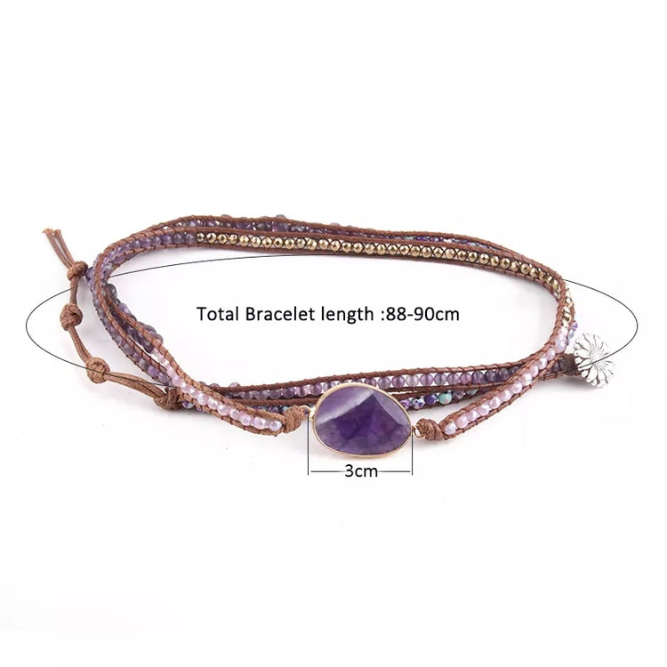 ~ Amethyst Bohemian Multi-Wrap Bracelet ~