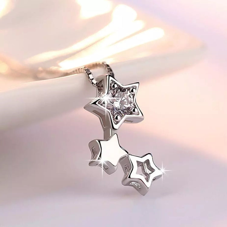 ~ Silver Triple Star Pendant ~