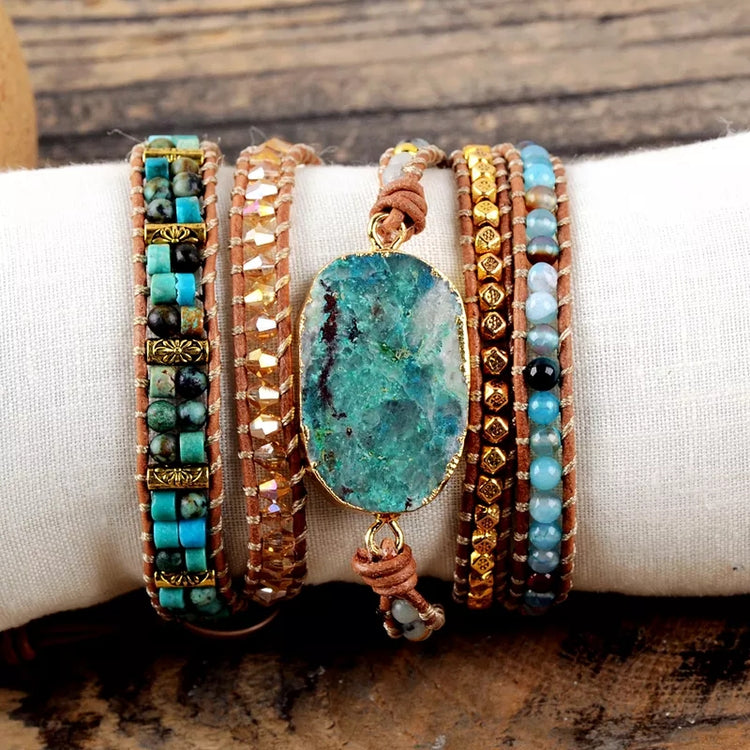 ~ Chrysocolla Bohemian Multi-Wrap Bracelet ~