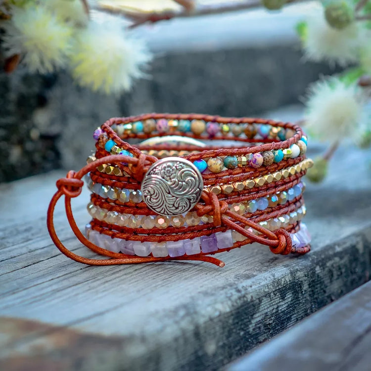 ~ Sea Sediment Jasper Bohemian Multi-Wrap Bracelet ~