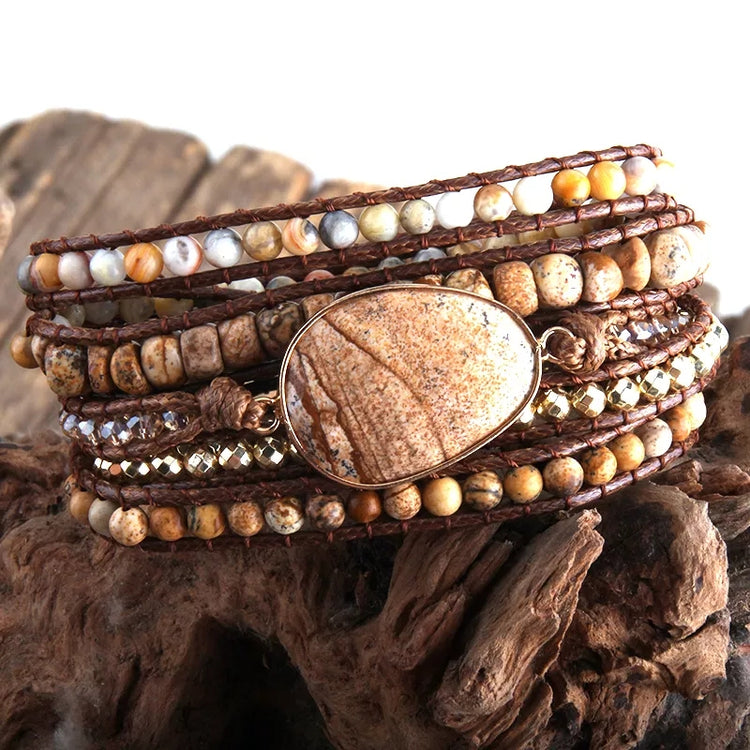 ~ Picture Jasper Bohemian Multi-Wrap Bracelet ~