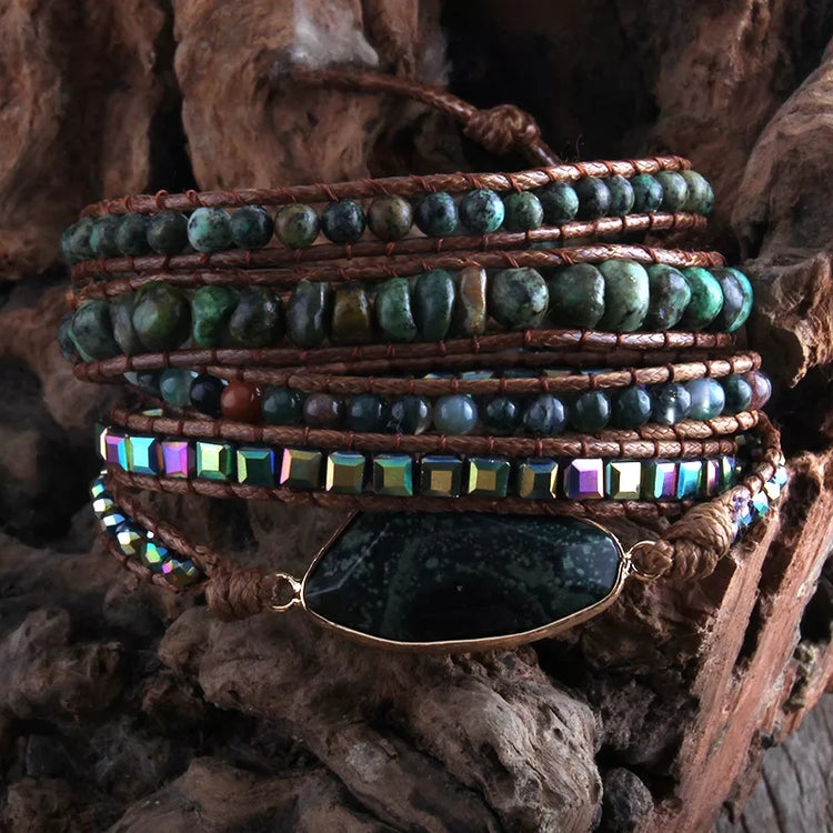 ~ African Turquoise Bohemian Multi-Wrap Bracelet ~