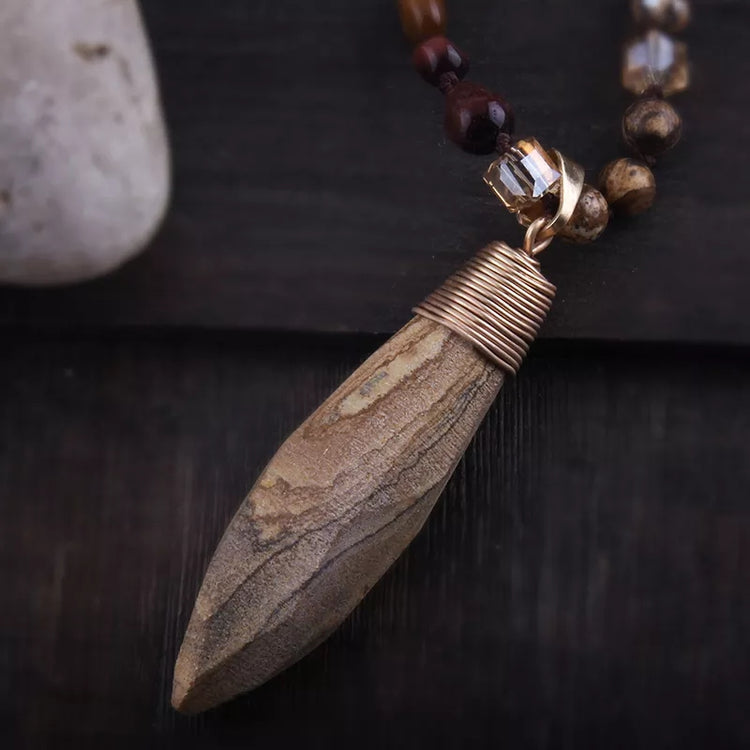 ~ Picture Jasper & Tigers Eye Boho Necklace ~