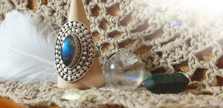~ Blue Fire Labradorite Ring ~