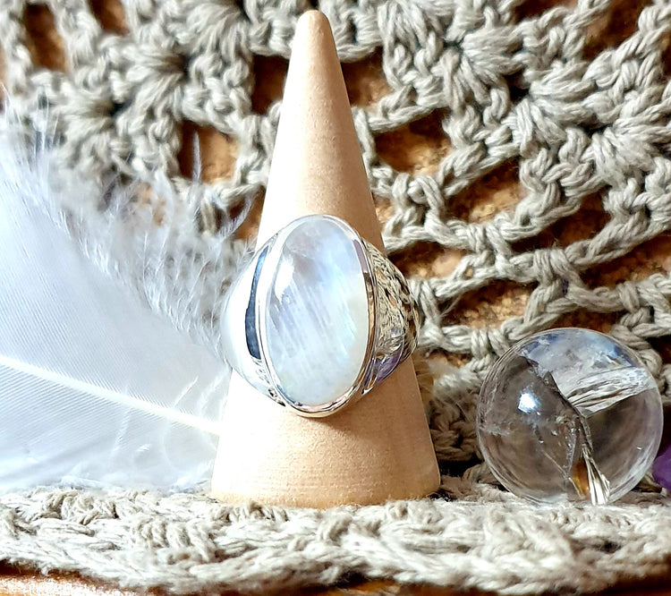 ~ Blue Fire Moonstone Ring ~