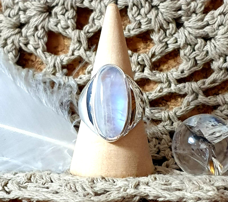 ~ Blue Fire Moonstone Ring ~