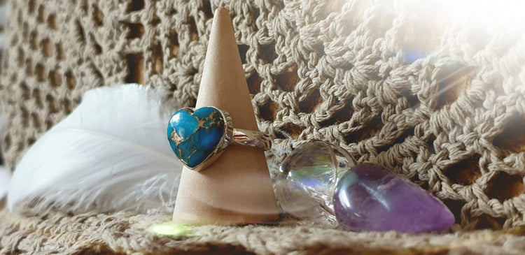 ~ Blue Copper Turquoise Heart Ring ~