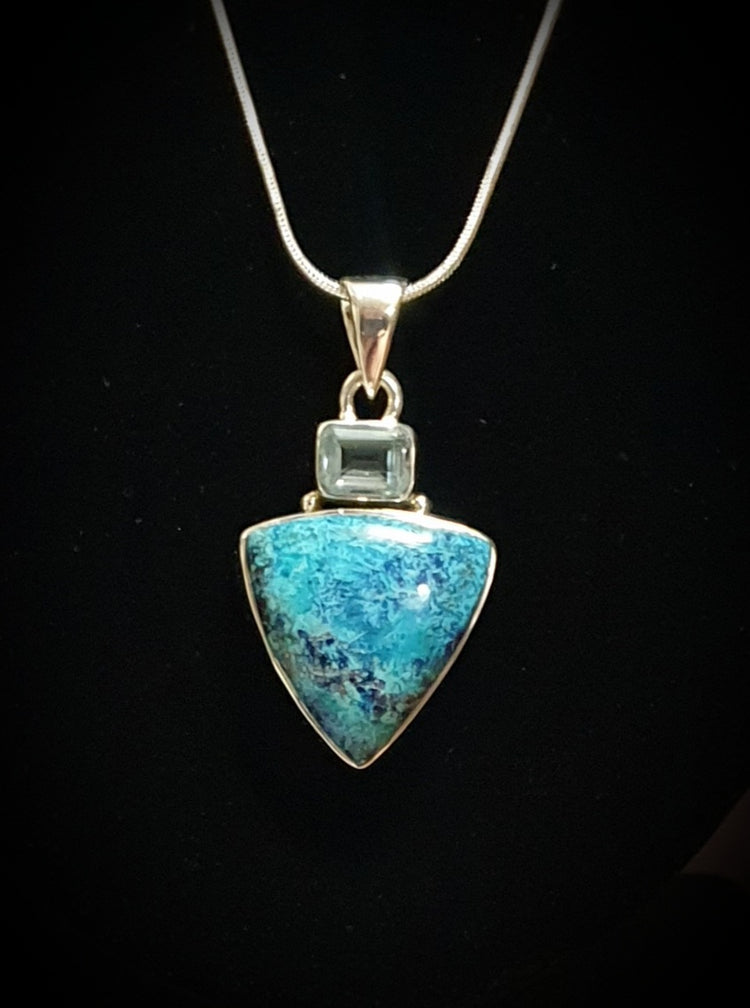 ~ Shattuckite & Blue Topaz Pendant ~