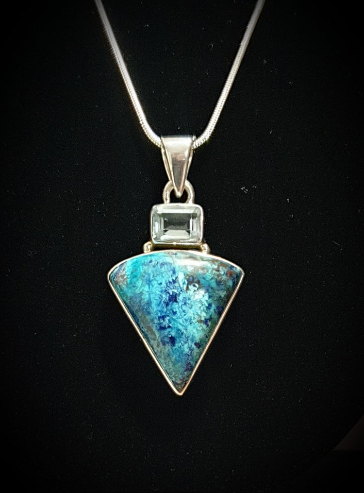 ~ Shattuckite & Blue Topaz Pendant ~