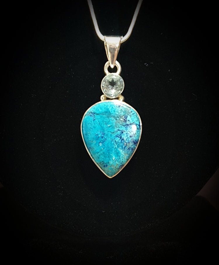 ~ Shattuckite & Blue Topaz Pendant ~