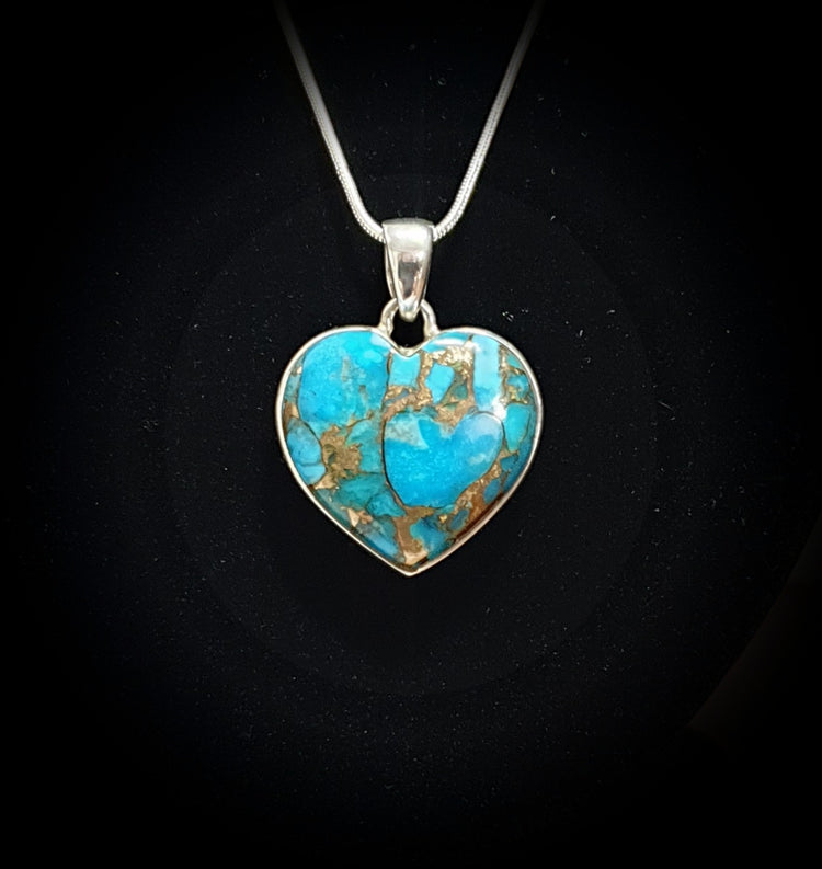 ~ Blue Copper Turquoise Heart Pendant ~