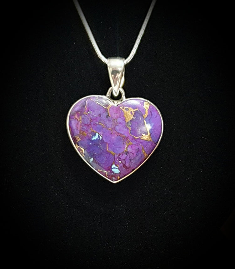 ~ Purple Copper Turquoise Heart Pendant ~