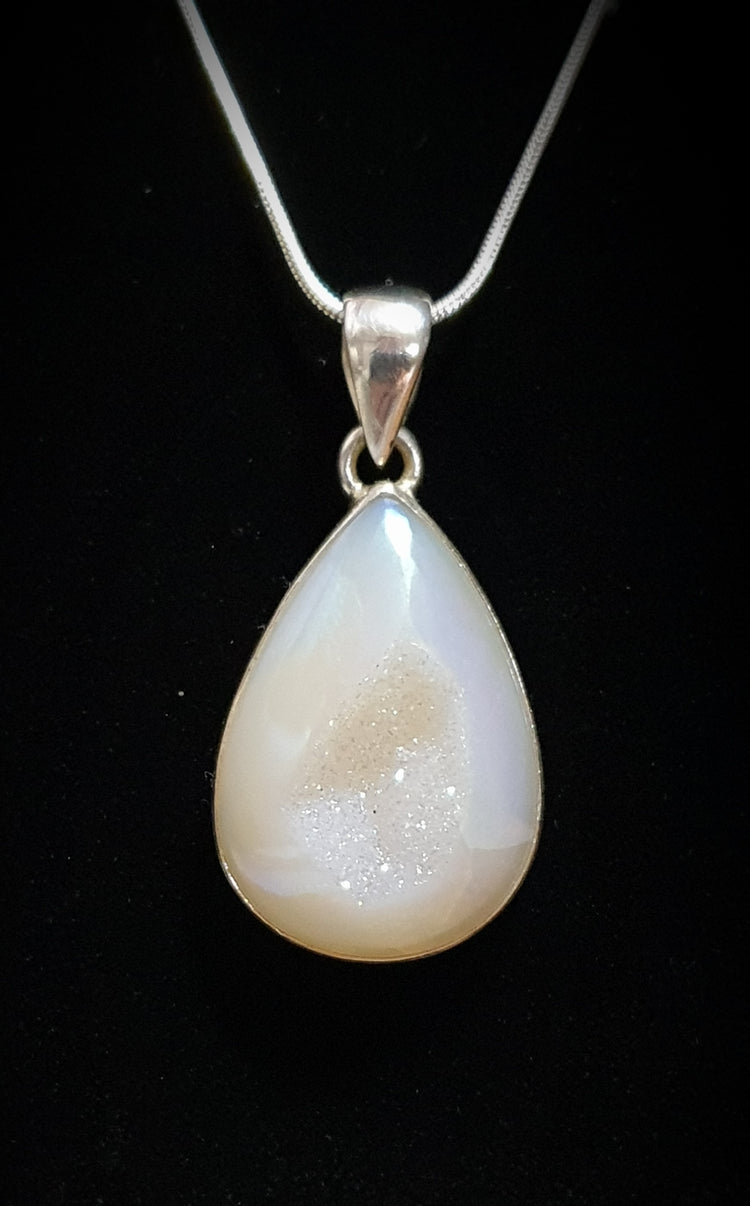 ~ Gold Pearl Window Druzy Pendant ~