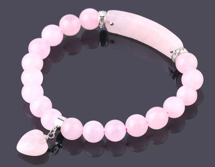 ~ Rose Quartz Bracelet With Heart ~