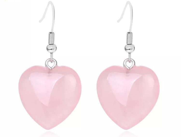 ~Rose Quartz Heart Earrings ~