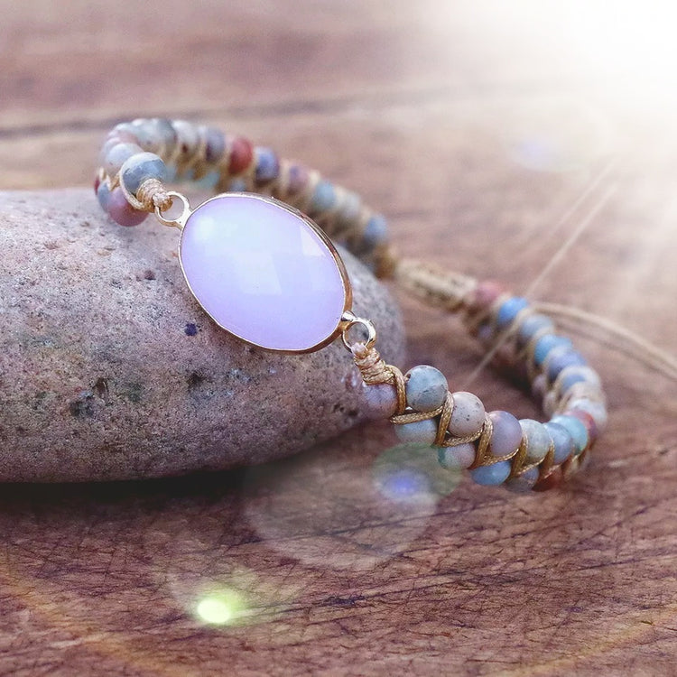 ~ Serpentine & Rose Quartz Bracelet ~