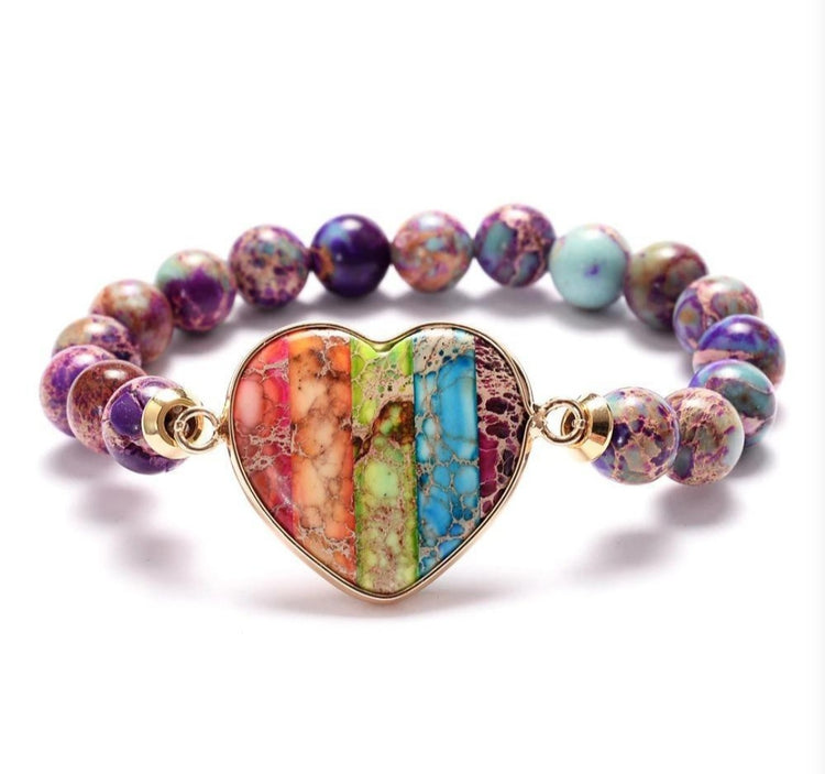~ Sea Sediment Jasper Heart Bracelet ~