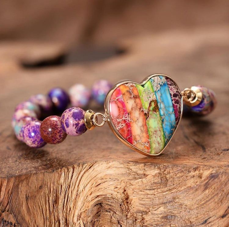 ~ Sea Sediment Jasper Heart Bracelet ~