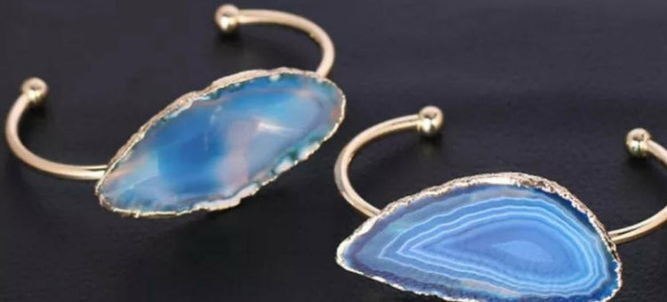 ~ Blue Agate Cuff Bangle ~