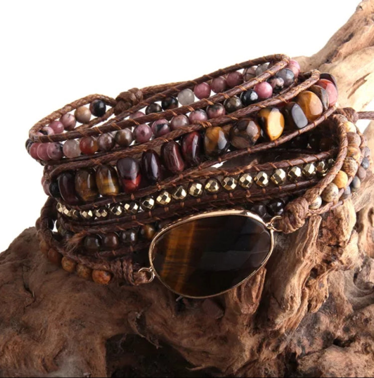 ~ Tigers Eye Bohemian Multi-Wrap Bracelet ~