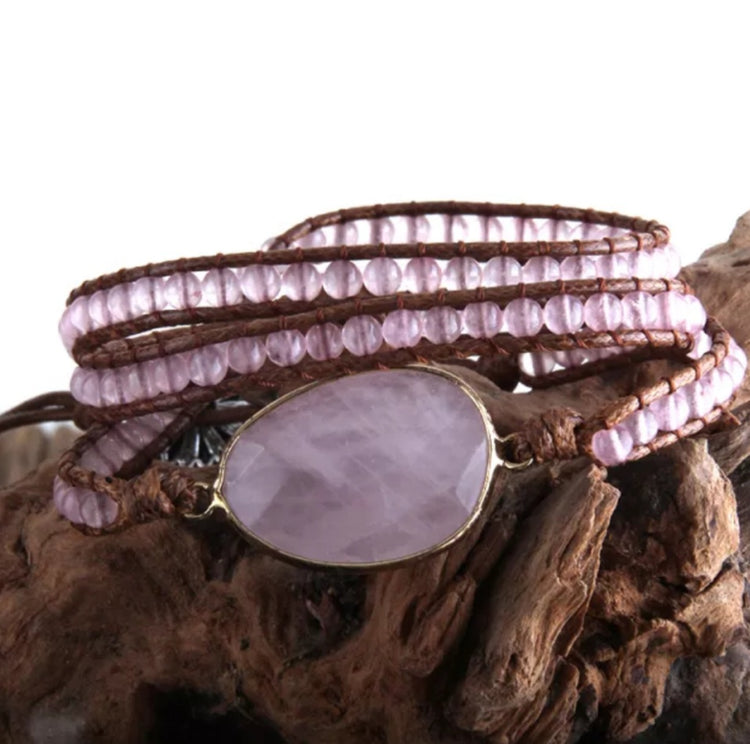 ~ Rose Quartz Bohemian Multi-Wrap Bracelet ~