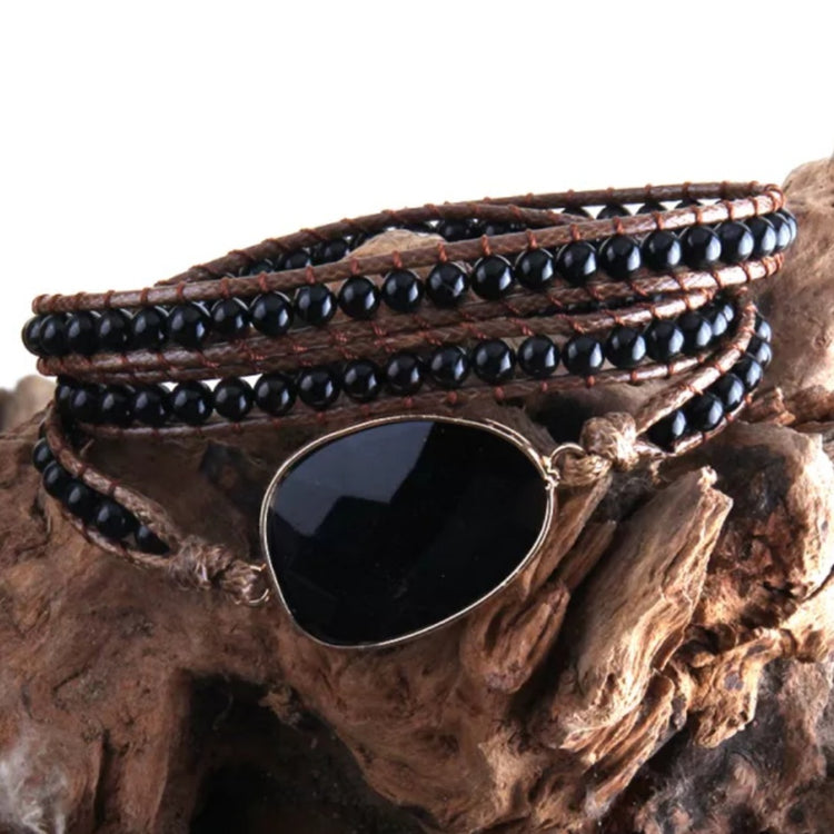 ~ Black Onyx Bohemian Multi-Wrap Bracelet ~