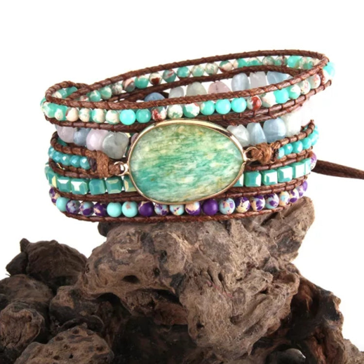 ~ Amazonite Bohemian Multi-Wrap Bracelet ~