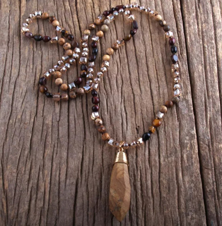 ~ Picture Jasper & Tigers Eye Boho Necklace ~