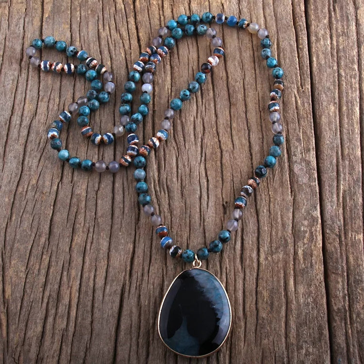 ~ Blue Agate Boho Necklace ~