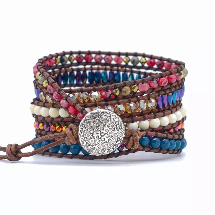 ~ Scarlet Imperial Jasper Bohemian Multi-Wrap Bracelet ~
