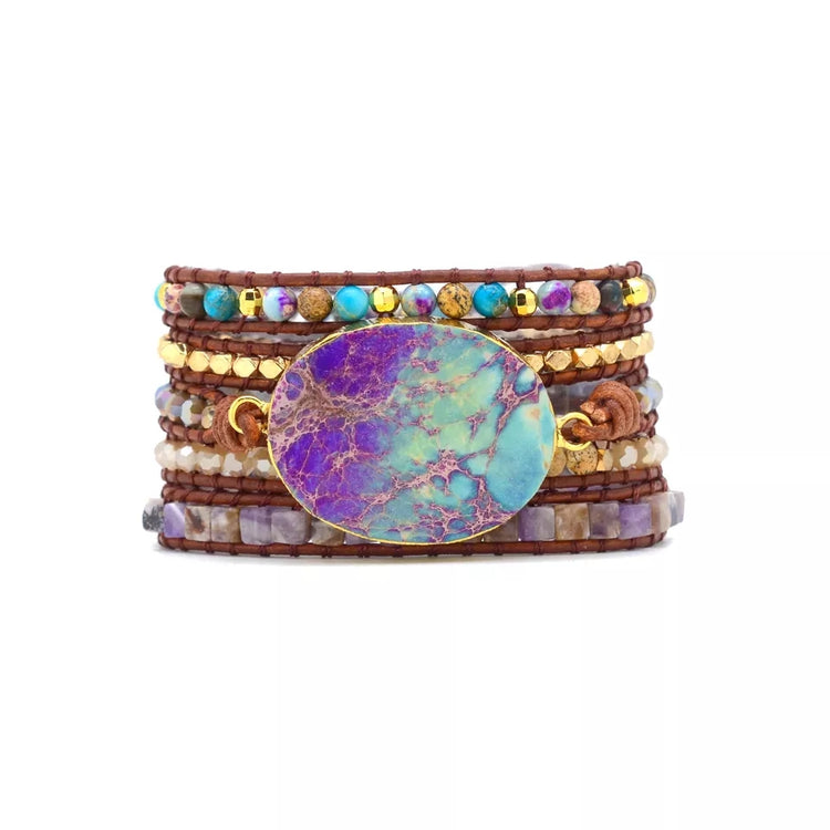 ~ Sea Sediment Jasper Bohemian Multi-Wrap Bracelet ~