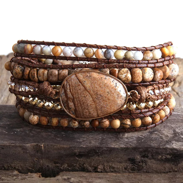 ~ Picture Jasper Bohemian Multi-Wrap Bracelet ~