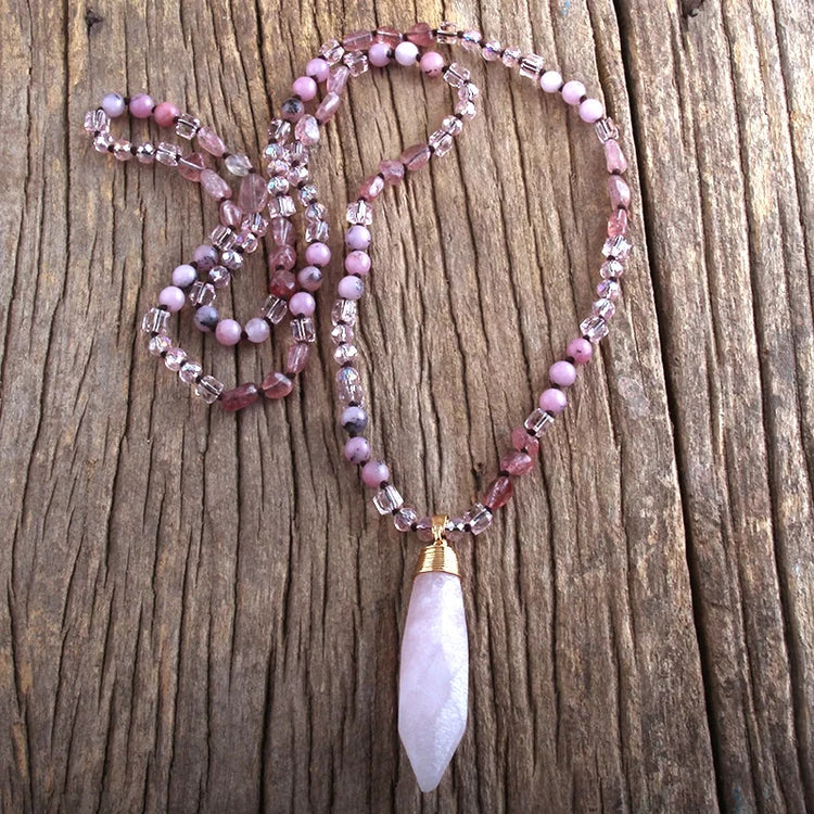 ~ Rose Quartz Boho Necklace ~