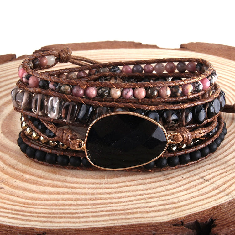 ~ Black Onyx Bohemian Multi-Wrap Bracelet ~