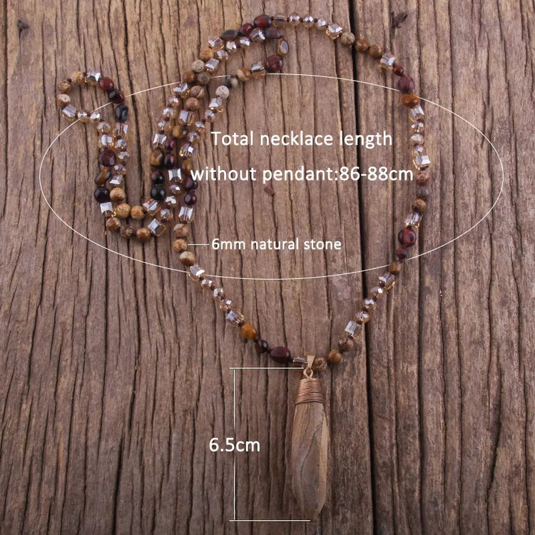 ~ Picture Jasper & Tigers Eye Boho Necklace ~