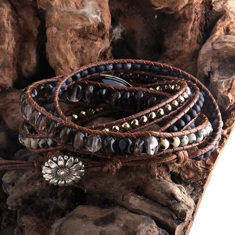 ~ Black Onyx Bohemian Multi-Wrap Bracelet ~