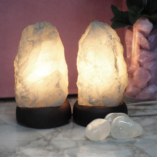 ~ Clear Quartz Lamp With Timber Base ~