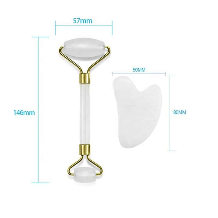~ Clear Quartz Facial Roller & Gua Sha Set ~
