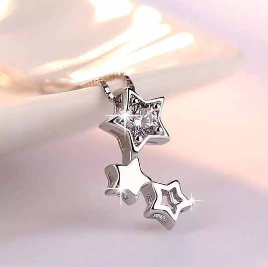~ Silver Triple Star Pendant ~