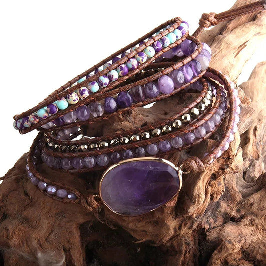 ~ Amethyst Bohemian Multi-Wrap Bracelet ~