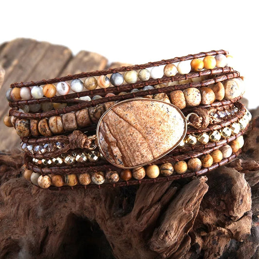 ~ Picture Jasper Bohemian Multi-Wrap Bracelet ~