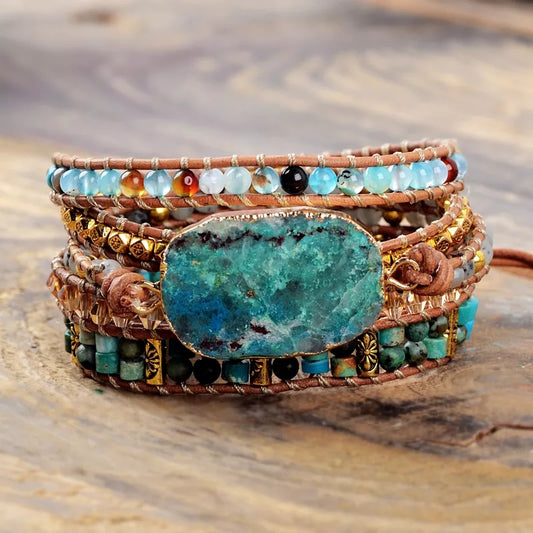 ~ Chrysocolla Bohemian Multi-Wrap Bracelet ~