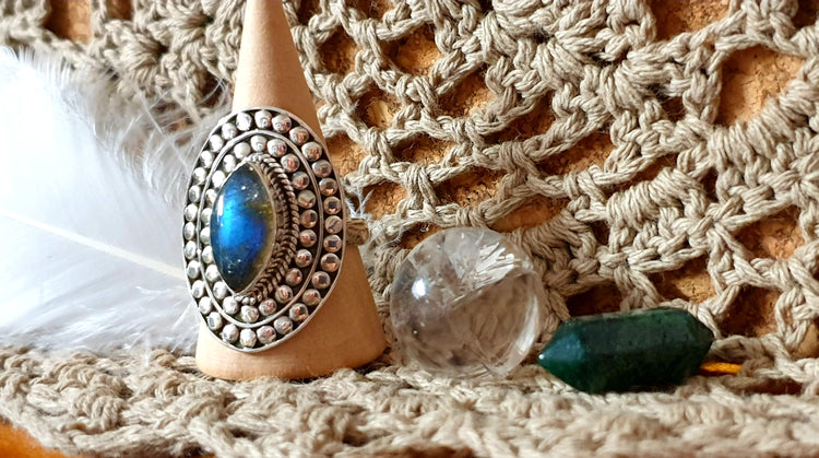 ~ Blue Fire Labradorite Ring ~