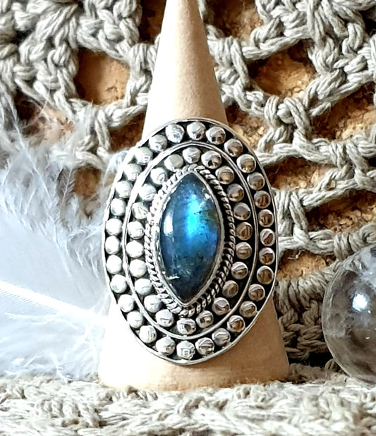 ~ Blue Fire Labradorite Ring ~