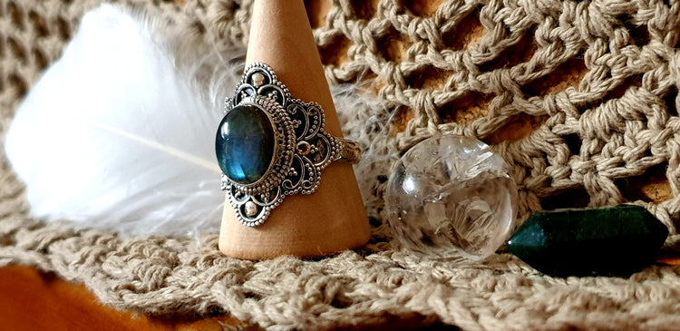 ~ Blue Fire Labradorite Ring ~