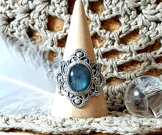 ~ Blue Fire Labradorite Ring ~