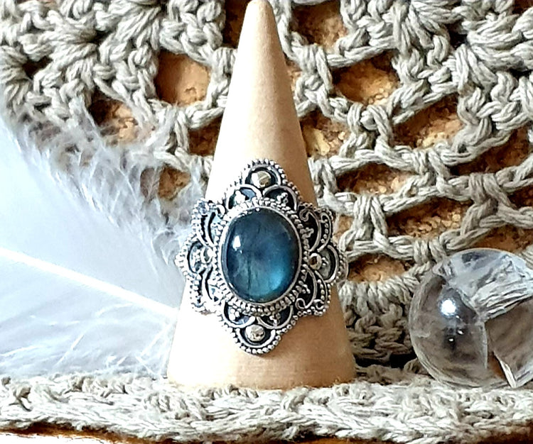 ~ Blue Fire Labradorite Ring ~