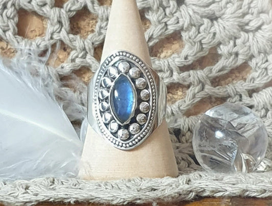 ~ Blue Fire Labradorite Ring ~