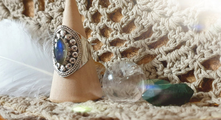 ~ Blue Fire Labradorite Ring ~