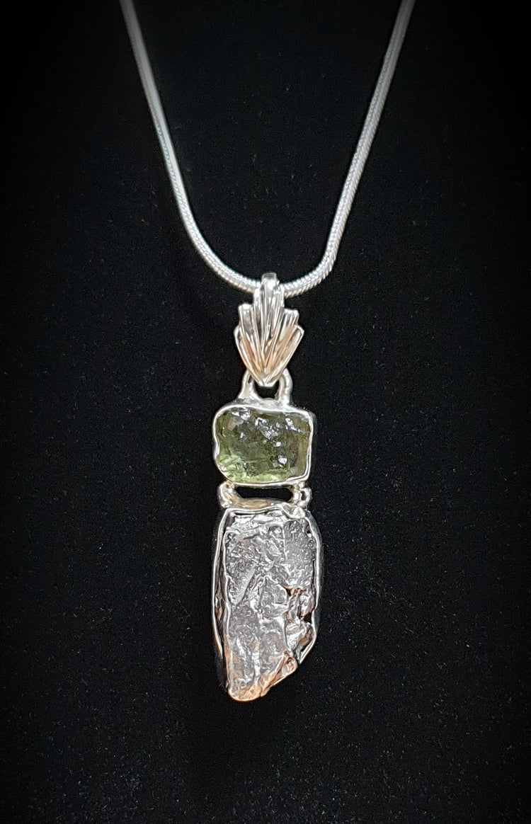 ~ Moldavite & Meteorite Designer Pendant ~